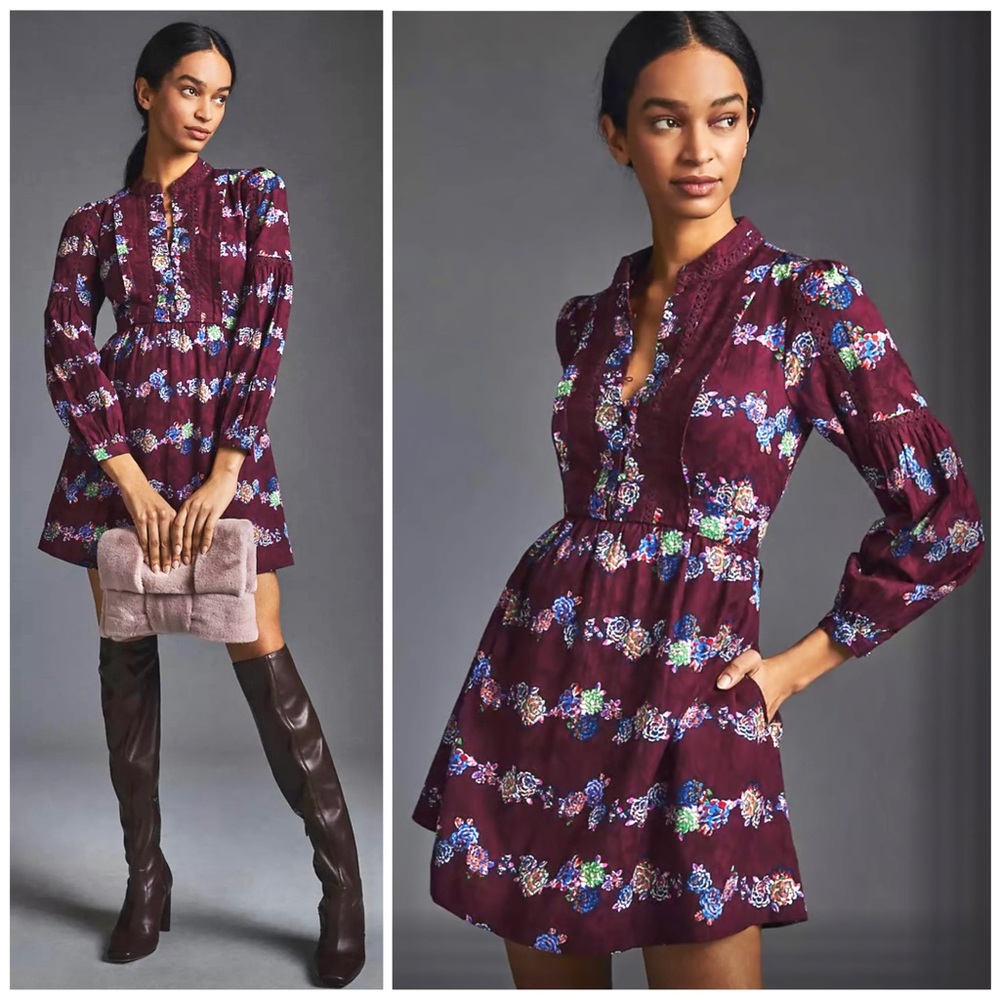 Floral Burgundy Dress